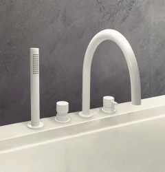 Waterevolution Flow 4-huls badekar armatur til badekarmontage Hvid T138BR