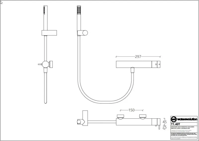 Waterevolution Flow brusertermostat med brusesæt hvid T140TBR