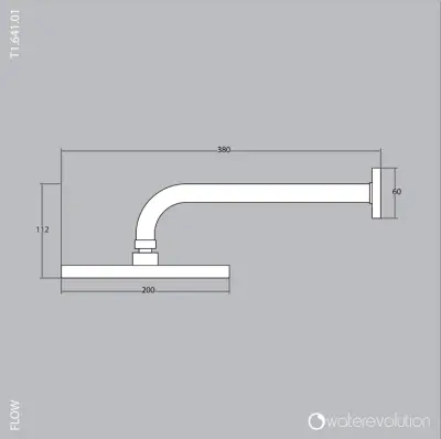 Waterevolution Flow hovedbruser 200 mm med vægmontering, mat sort T1641PR