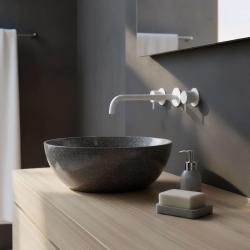 Waterevolution Flow 3-huls indbygget håndvaskarmatur mat hvid med tud 25 T1163FBR-25