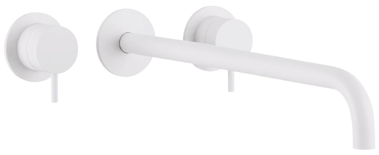 Waterevolution Flow 3-huls indbygget håndvaskarmatur mat hvid med tud 25 T1163FBR-25