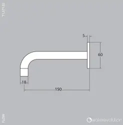 Waterevolution Flow badetud mat hvid T167115BR længde tudu 15 cm