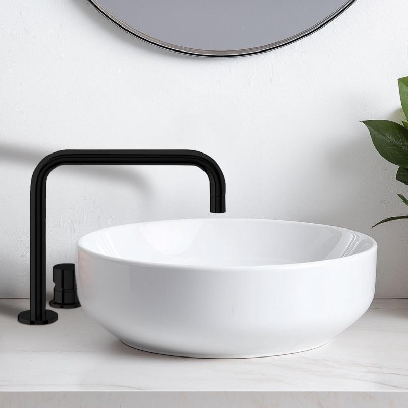 Waterevolution Flow 2-huls håndvaskarmatur mat sort T112HPR