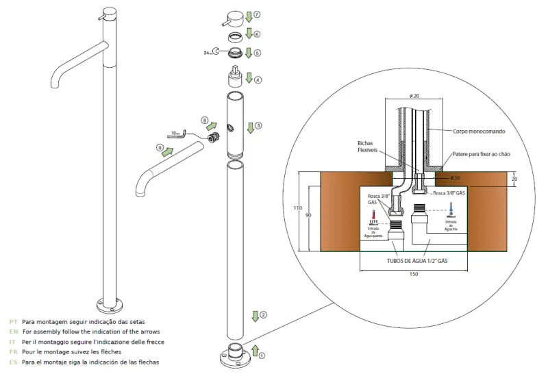 Waterevolution Flow fritstående håndvaskarmatur mat hvid T113BR
