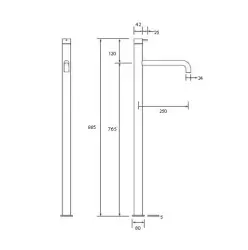 Waterevolution Flow fritstående badekararmatur mat hvid T134BR
