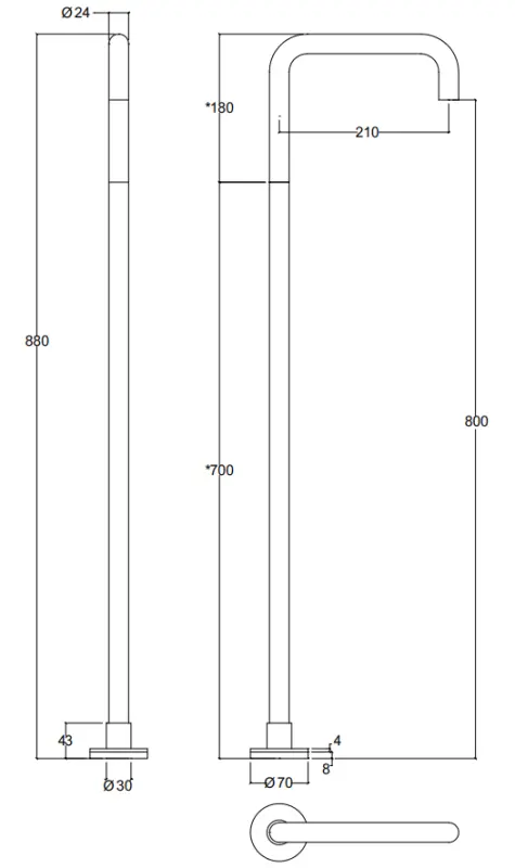 Waterevolution Flow fritstående badtud stående krom T1672H2401