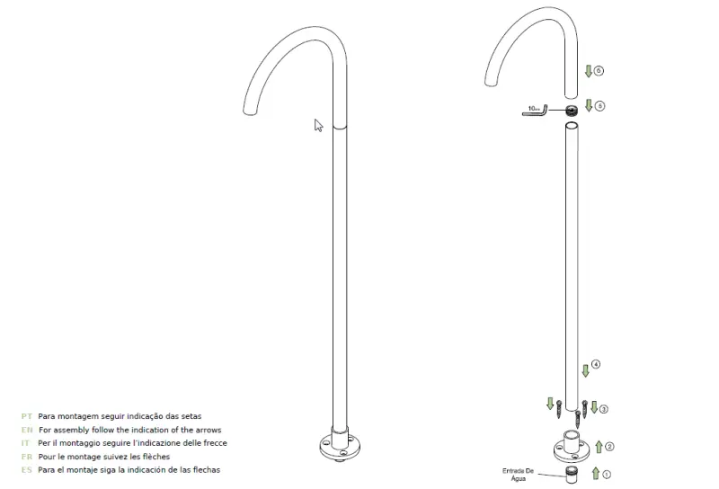 Waterevolution Flow fritstående badetudløb mat hvid T1673BR