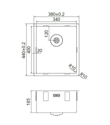 Caressi R10 rustfrit stål vask 34x40cm undermontering, planmontering og overmontering CAPP34R10