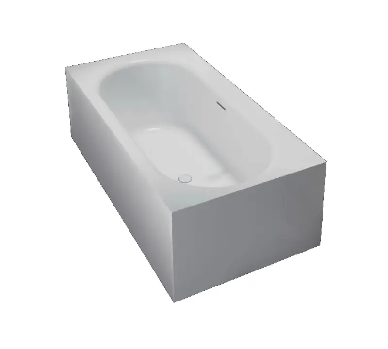 Solid-S Recto fritstående badekar i solid surface (Corian), L 180 x B 93 x H 55 cm, mat hvid, sidste eksemplar på lager