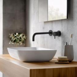 Waterevolution Flow indbygget håndvaskarmatur mat sort med tud 21cm T116BPR-21