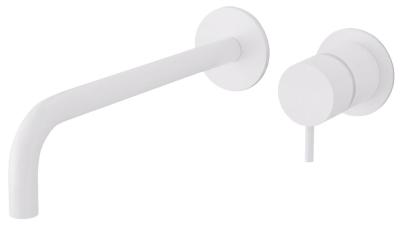 Waterevolution Flow indbygget håndvaskarmatur, mat hvid med udløb 21 cm T116BBR-21