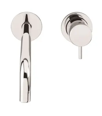 Waterevolution Flow indbygget håndvaskarmatur, mat hvid med udløb 21 cm T116BBR-21
