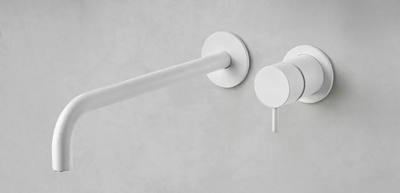 Waterevolution Flow indbygget håndvaskarmatur, mat hvid med udløb 21 cm T116BBR-21