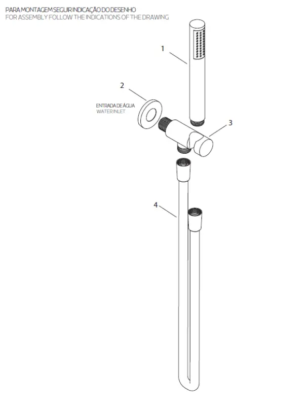 Waterevolution Flow badeværelsesarmatur komplet med vægforbindelse, helt i rustfrit stål T1621IE