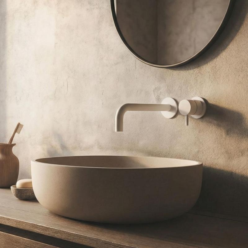 Waterevolution Flow indbygget håndvaskarmatur, mat hvid med udløb 15 cm T116BBR-15