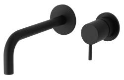 Waterevolution Flow indbygget håndvaskarmatur, mat sort, med udløb 15 cm T116BPR-15