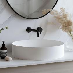 Waterevolution Flow indbygget håndvaskarmatur, mat sort, med udløb 15 cm T116BPR-15