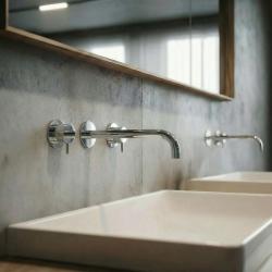 Waterevolution Flow 3-huls indbygget håndvaskarmatur i krom med udløb 21 cm T1163F01-21