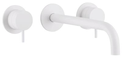 Waterevolution Flow 3-huls indbygget håndvaskarmatur, mat hvid med udløb 15 cm T1163FBR-15