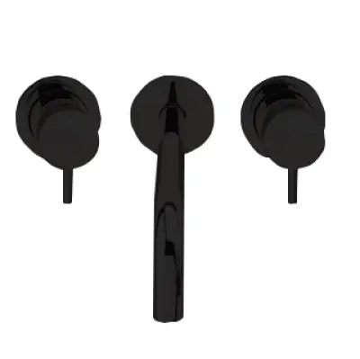 Waterevolution Flow 3-huls indbygget håndvaskarmatur, mat sort, med udløb 25 cm T1163FPR-25