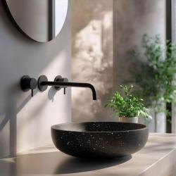 Waterevolution Flow 3-huls indbygget håndvaskarmatur, mat sort med udløb 21 T1163FPR-21