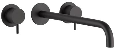 Waterevolution Flow 3-huls indbygget håndvaskarmatur, mat sort, med udløb 21 cm T1163FPR-21