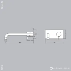 Waterevolution Flow indbygget håndvaskarmatur med afdækplade krom med tud 15 cm T1161B01-15
