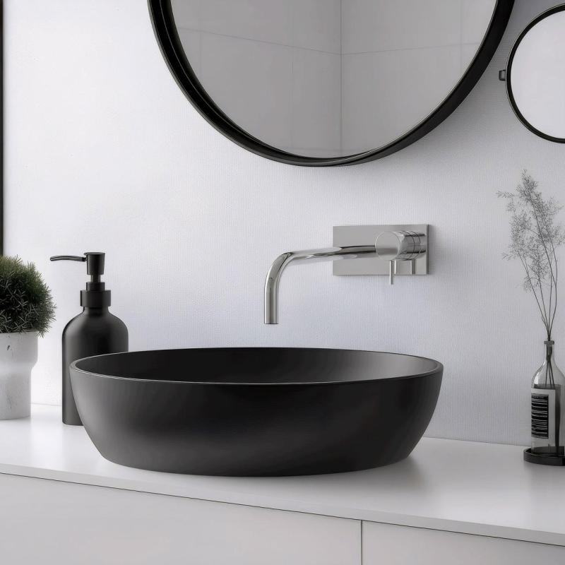 Waterevolution Flow indbygget håndvaskarmatur med afdækplade krom med tud 15 cm T1161B01-15