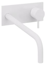 Waterevolution Flow indbygget håndvaskarmatur med dækplade, mat hvid, med udløb 21 cm T1161BBR-21