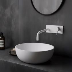 Waterevolution Flow indbygget håndvaskarmatur med dækplade, mat hvid, med udløb 21 cm T1161BBR-21