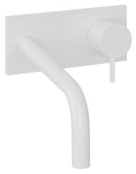 Waterevolution Flow indbygningsvaskekran med afdækningsplade mat hvid med tud 15cm T1161BBR-15