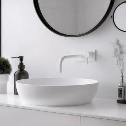 Waterevolution Flow indbygningsvaskekran med afdækningsplade mat hvid med tud 15cm T1161BBR-15