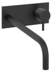 Waterevolution Flow indbygget håndvaskarmatur med afdækningsplade mat sort med udløb 21cm T1161BPR-21