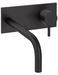 Waterevolution Flow indbygget håndvaskarmatur med dækplade i mat sort med udløb 15 cm T1161BPR-15