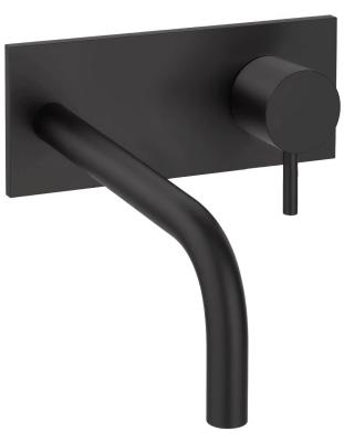 Waterevolution Flow indbygget håndvaskarmatur med dækplade i mat sort med udløb 15 cm T1161BPR-15