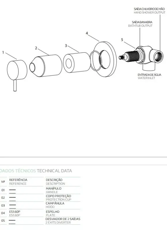 Waterevolution Flow indbygget 2-vejs omskifter rund roset krom T1482S01