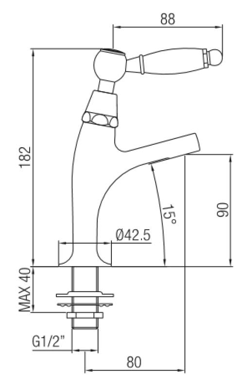 PB klassisk vandhane til håndvask med hvidt håndtag koldt vand lille model krom 1208854162