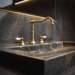 PB klassisk 3-huls håndvaskarmatur Hvide håndtag Bronze 1208854272