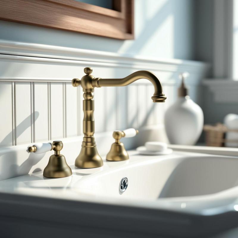 PB klassisk 3-huls håndvaskarmatur Hvide håndtag Bronze 1208854272