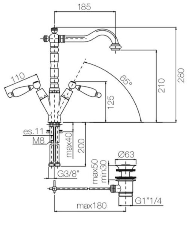 PB klassisk vandhane håndvaskarmatur Hvide håndtag tud 18,5 cm Bronze 1208854302