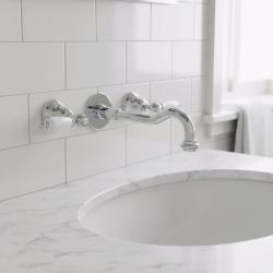 PB klassisk indbygget vægarmatur med hvide greb, 20 cm tud, krom 1208854352