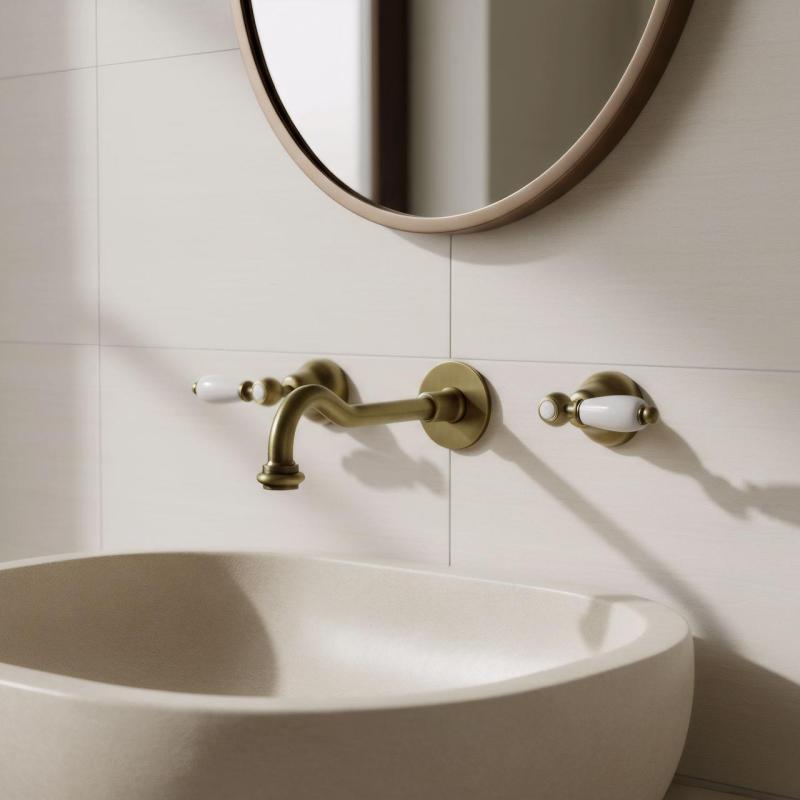 PB klassisk indbygningsvægarmatur med hvide håndtag, 25 cm fremspring, Bronze 1208854392