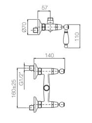 PB klassisk armatur opbygningsbruserblandingsbatteri med hvide håndtag Bronze topforbindelse 1208854542