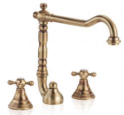 PB klassisk 3-huls håndvaskarmatur stjernehåndtag tud 18,5 cm Krom 1208854922