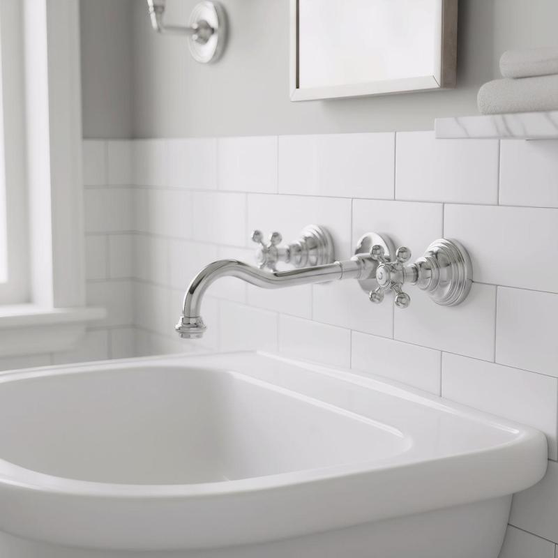 PB klassisk indbygget vægmonteret vandhane med stjernehåndtag 25 cm tud Krom 1208855112