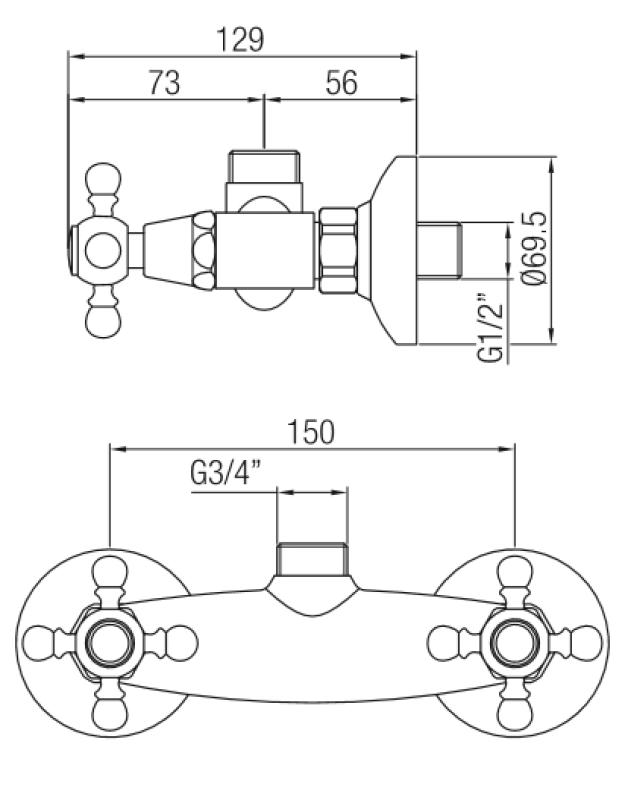 PB klassisk opbygnings bruseblandingsbatteri med stjernehåndtag bronze topforbindelse 1208855312