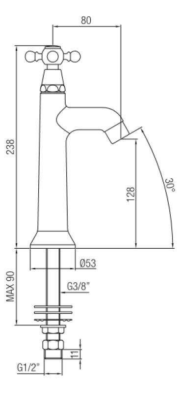 PB klassisk håndvaskhane med stjernehåndtag koldt vand krom 1208855532