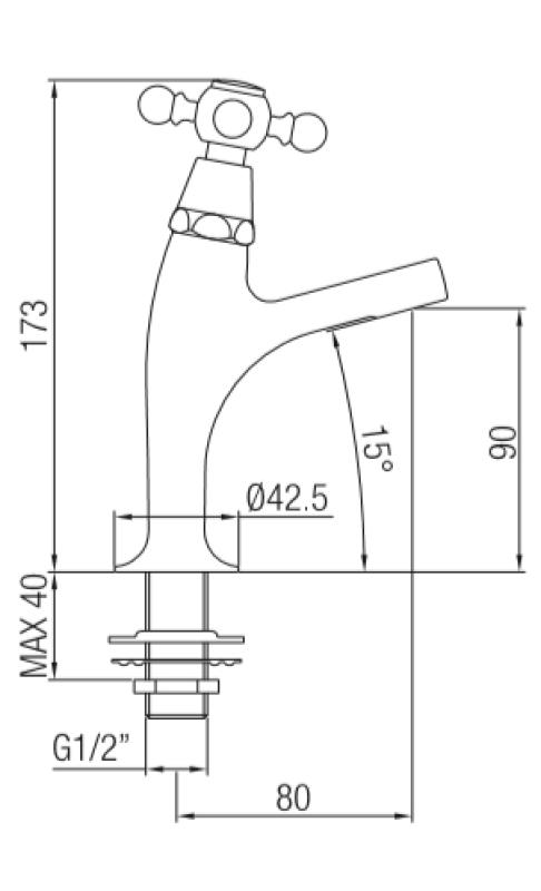 PB klassisk vandhane til håndvask med stjerneknop koldt vand lille model bronze 1208855692