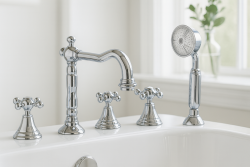 PB klassisk 5-huls badekararmatur med stjerneknapper Krom 1208855772