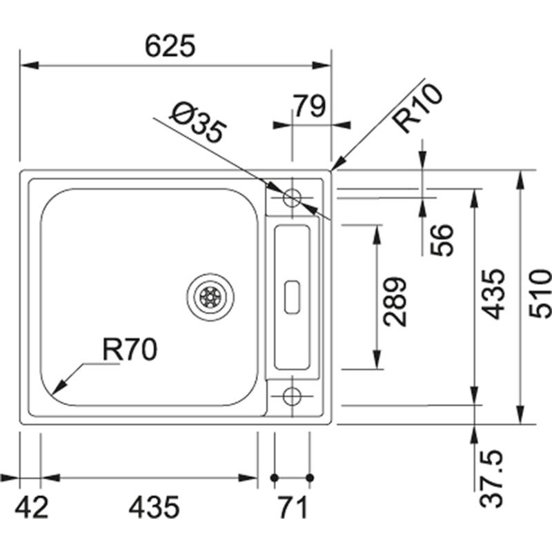 Franke Argos AGX 210 rustfrit stål vask til planlimning 625x510 vendbar 127.0380.400